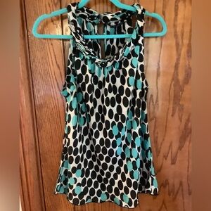 Elegant Sleeveless Polka Dot Blouse - Black and Teal